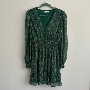 Max Studio Dark Green Floral Long Sleeve Dress